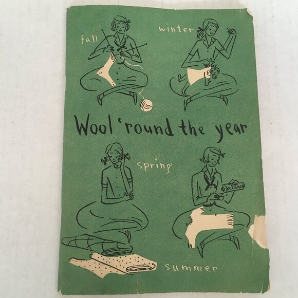 Vintage knitting book wool round the year how to knit guide with patterns - Picture 1 of 12